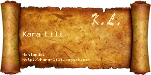 Kara Lili névjegykártya
